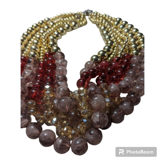 Beaded Multi-Layer Necklace, with 1 Pair of Matching Earrings. - Picture 7 of 12